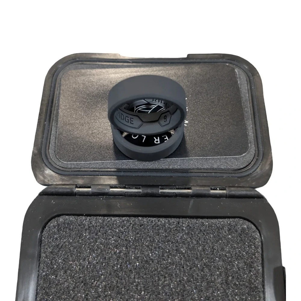 Qq2O The Ridge Wallet - 8MM SILICONE Ring Set - Royal Black - Size 9 Open Box